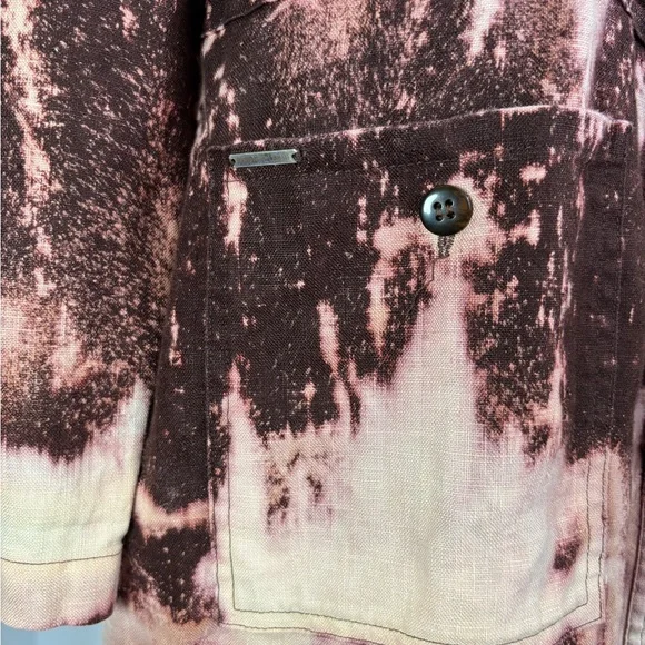 Custom Upcycled Linen Button-Up Shirt with Drawstring Waist and Front Pockets - Picture 8 of 11